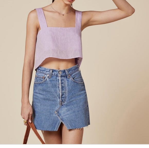 Reformation Tops - Reformation blanka lilac linen crop top